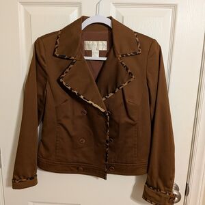 DONCASTER Brown Jacket with Leopard Accents